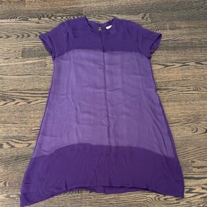 Vintage Whistles UK Silk Purple Sheer Short Sleeve Cap Sleeve Dress